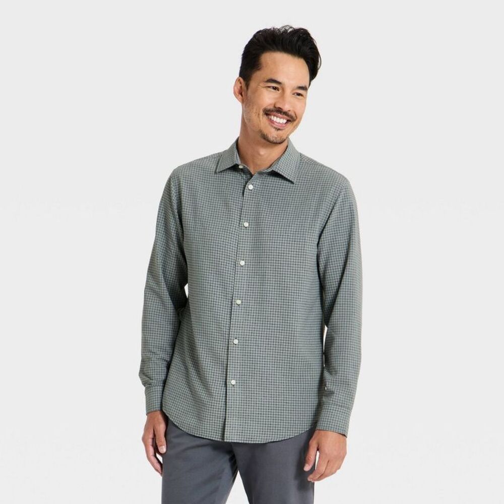 Men's Long Sleeve Comfort Dress Shirt - Goodfellow & Co Black S
